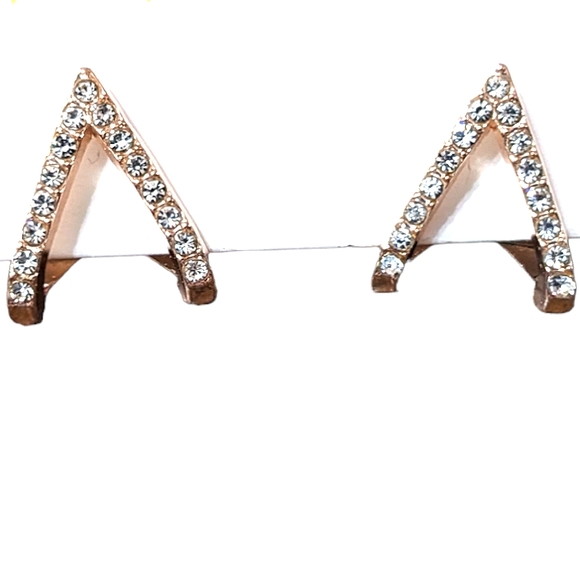 Dear Closet, Love Fifi Jewelry - DCLF Rose Goldtone Faux Pave Triangle Post Back Cuff Effect Earrings